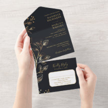 Chique Elegante Gouden Bloem Bruiloft 