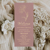 Chique Elegante Gouden Bloem Typografie Bruiloft Programmakaart