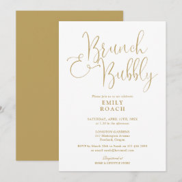 Chique elegante gouden brunch en bubbelig Vrijgeze Kaart