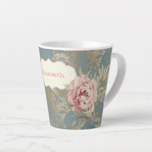 Chique Elegante Gouden Damastrozen Latte Mok