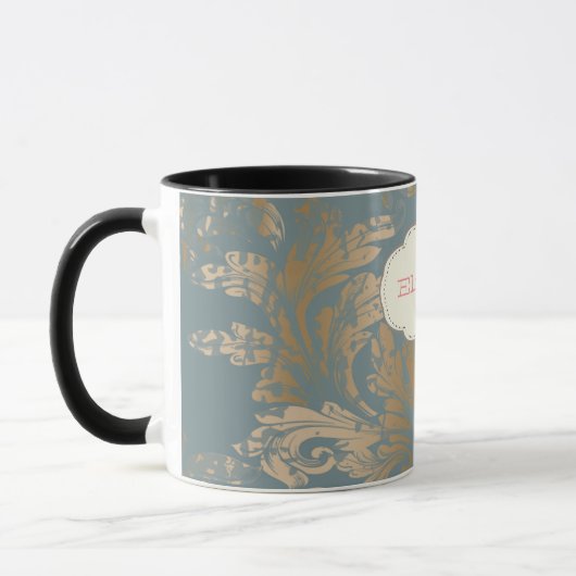 Chique Elegante Gouden Damastrozen Mok (Links)