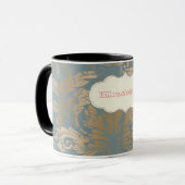 Chique Elegante Gouden Damastrozen Mok (Voorkant links)