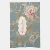Chique Elegante Gouden Damastrozen Theedoek (Verticaal)