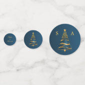 Chique Elegante Gouden Kerstboom Monogram Bruiloft Confetti (Voorkanten)
