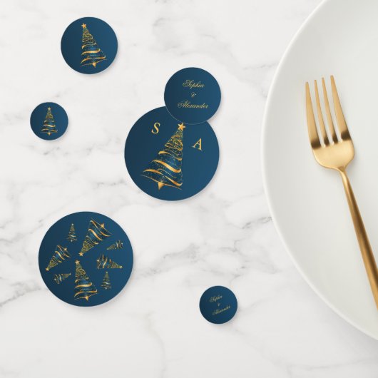 Chique Elegante Gouden Kerstboom Monogram Bruiloft Confetti (Groep)