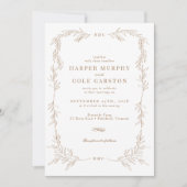 Chique Elegante Gouden Wijnstok Groen Lijst Bruilo Kaart (Voorkant)