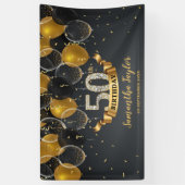Chique elegante gouden zwarte diamant elke leeftij spandoek (Verticaal)