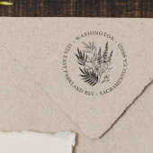 Chique elegante groen bloemenronde retouradres rubberstempel