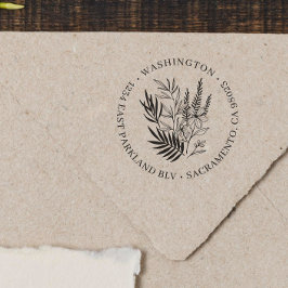 Chique elegante groen bloemenronde retouradres rubberstempel