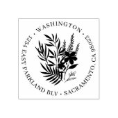 Chique elegante groen bloemenronde retouradres rubberstempel (Afrduk)