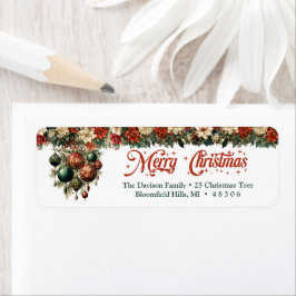 Chique elegante groene en gouden kerstballen etiket