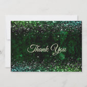 Chique elegante groene marmeren kunst faux glitter bedankkaart (Voorkant)