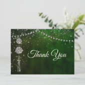 Chique elegante groene ornamenten bedankkaart (Staand voorkant)