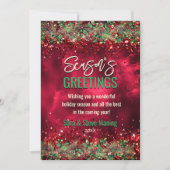 Chique elegante groene rode bloemenkerstfeest feestdagenkaart (Voorkant)