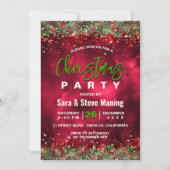 Chique elegante groene rode bloemenkerstfeest kaart (Voorkant)