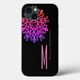 Chique Elegante Holografie Roze Sierlijke Monogram iPhone 13 Hoesje