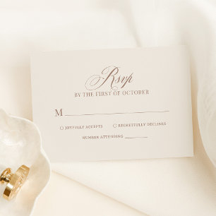 Chique Elegante Ivoris en Taupe Luxe Neutrale Trou RSVP Kaartje