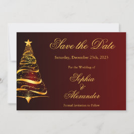 Chique Elegante Kerstboom Trouw Save the Date Kaart
