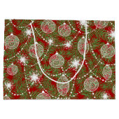 Chique elegante kerstvakantie boom decoraties groot cadeauzakje (Achterkant)