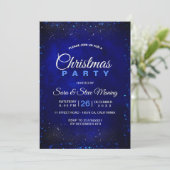 Chique elegante koningsblauwe faux glitter kerst kaart (Staand voorkant)