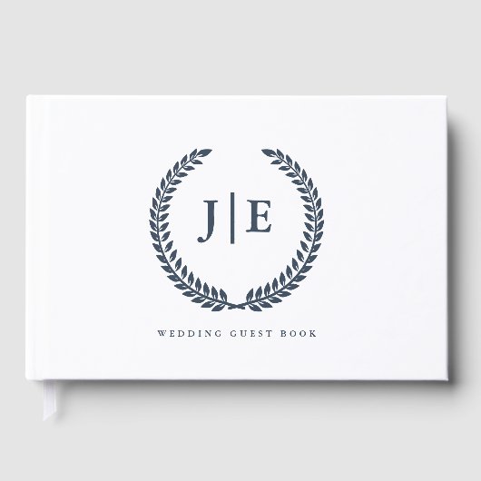 Chique Elegante Krans Monogram Huwelijk Gastenboek (Voorkant)