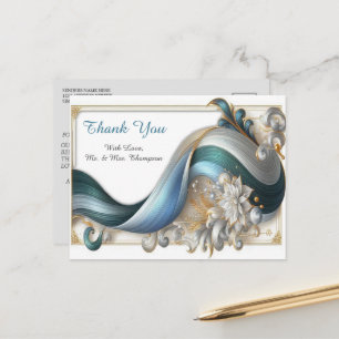 Chique Elegante Krullen in Goud, Zilver, Blauw, Ge Briefkaart