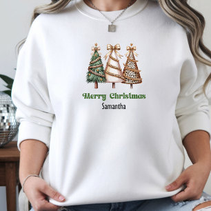 Chique Elegante Luipaard Kerstbomen cadeau voor ha Hoodie