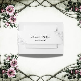 Chique & elegante minimalistische moderne bloemenb uitnodigingen wikkel