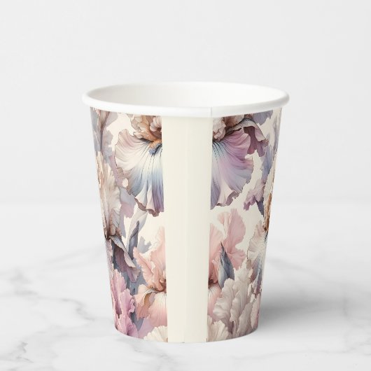 chique elegante moderne bloemblush roze mauve papieren bekers (Rechts)