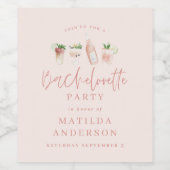 Chique elegante moderne roze meisjesachtige vrijge wijn etiket (Enkel label)