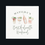 Chique elegante moderne waterverf drankjes vrijgez servet<br><div class="desc">Chique elegante moderne waterverf drankjes vrijgezellenfeest weekend ontwerp. Idee cadeau voor bijpassende meisjes weekend feest decoratie.</div>