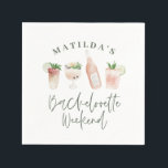 Chique elegante moderne waterverf drankjes vrijgez servet<br><div class="desc">Chique elegante moderne waterverf drankjes vrijgezellenfeest weekend ontwerp. Idee cadeau voor bijpassende meisjes weekend feest decoratie.</div>