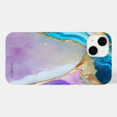 Chique Elegante Paarse Blauwe Marmer Case-Mate iPhone Case (Achterkant (horizontaal))