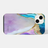 Chique Elegante Paarse Blauwe Marmer iPhone Hoesje (Achterkant horizontaal)