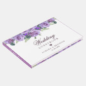 Chique elegante Paarse bloemenbruiloft Gastenboek (Hoek)