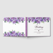 Chique elegante Paarse bloemenbruiloft Gastenboek (Volledig)