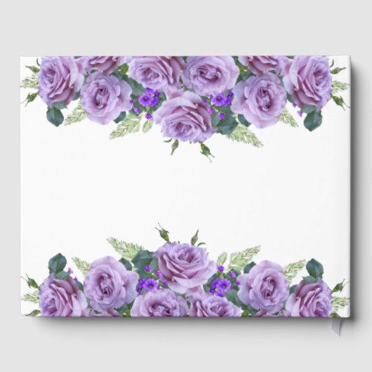 Chique elegante Paarse bloemenbruiloft Gastenboek (Achterkant)