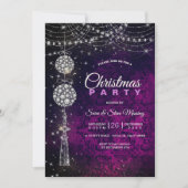 Chique elegante paarse magenta ornamenten Kerst Kaart (Voorkant)