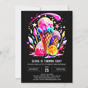 Chique elegante pastel ijs meisje verjaardag kaart