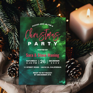 Chique elegante rode groene marmeren kunst Kerstmi Kaart