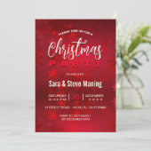 Chique elegante rode sneeuwvlokken Kerstmis Kaart (Staand voorkant)