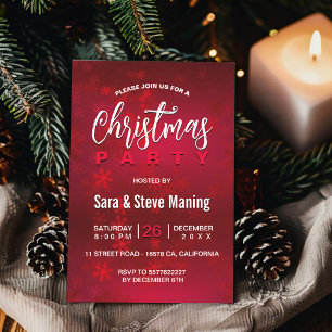 Chique elegante rode sneeuwvlokken Kerstmis Kaart