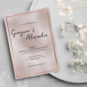 Chique elegante roos gouden glitter gradiënt bruil kaart