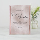 Chique elegante roos gouden glitter gradiënt bruil kaart (Staand voorkant)