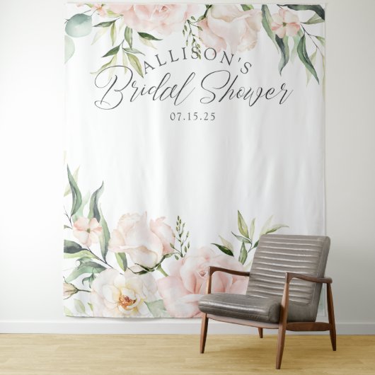 Chique elegante roze bloemstuk bruiloftsshower ach wandkleed (In situ)