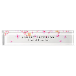 Chique Elegante Roze Bloesem Naambordje