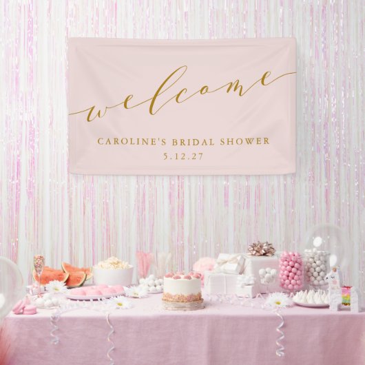 Chique Elegante Roze Bruidsfeest Welkom Spandoek (Feest)