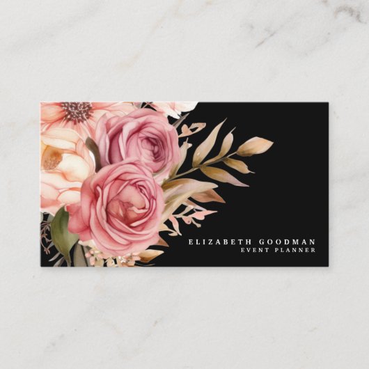 Chique Elegante Roze en Zwarte Zakelijke Kaarten Visitekaartje (Voorkant)