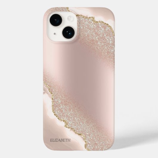 Chique Elegante Roze Gouden Glitter Marmer Case-Mate iPhone Case (Achterkant)