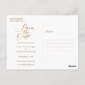 Chique Elegante Roze Gouden Script Bewaar de Datum Briefkaart (Achterkant)